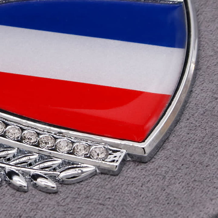 Metallaufkleber fürs Auto mit Nationalflagge und Strasssteinen
