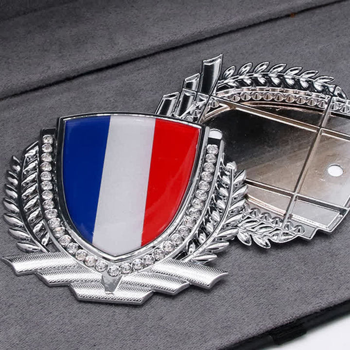Metallaufkleber fürs Auto mit Nationalflagge und Strasssteinen