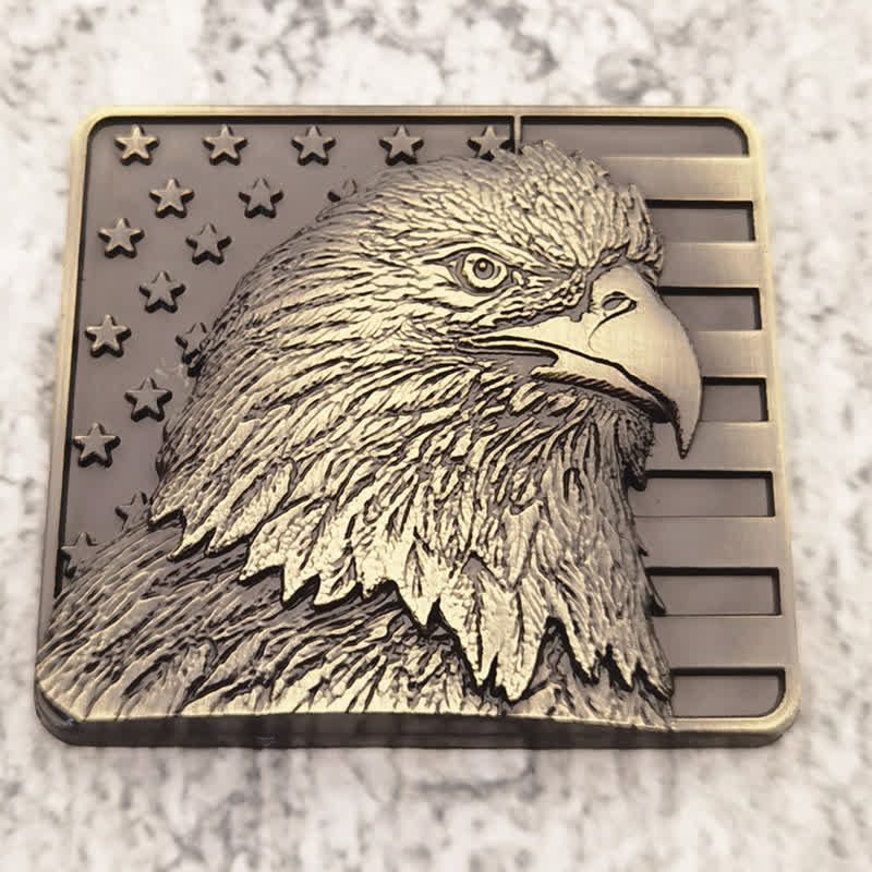 Metallaufkleber mit amerikanischer Flagge und Weißkopfseeadler fürs Auto
