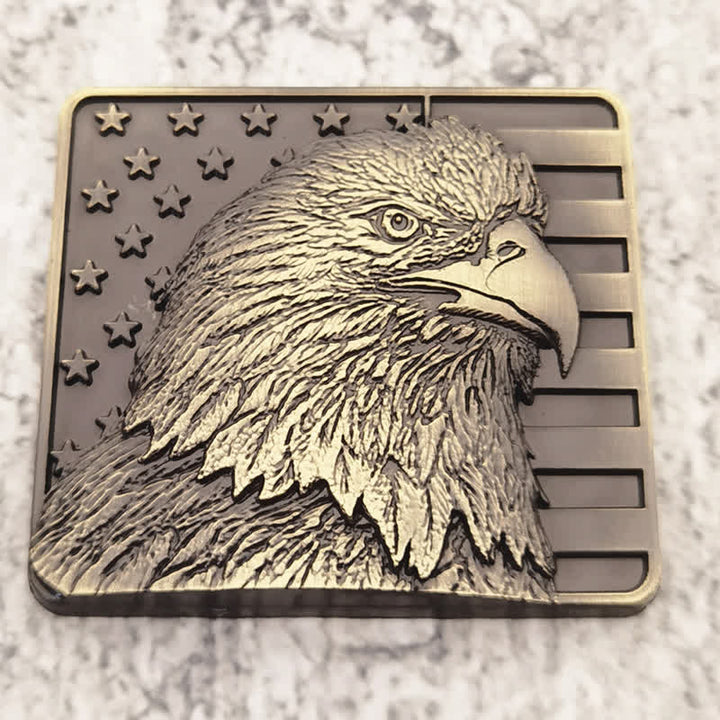 Metallaufkleber mit amerikanischer Flagge und Weißkopfseeadler fürs Auto