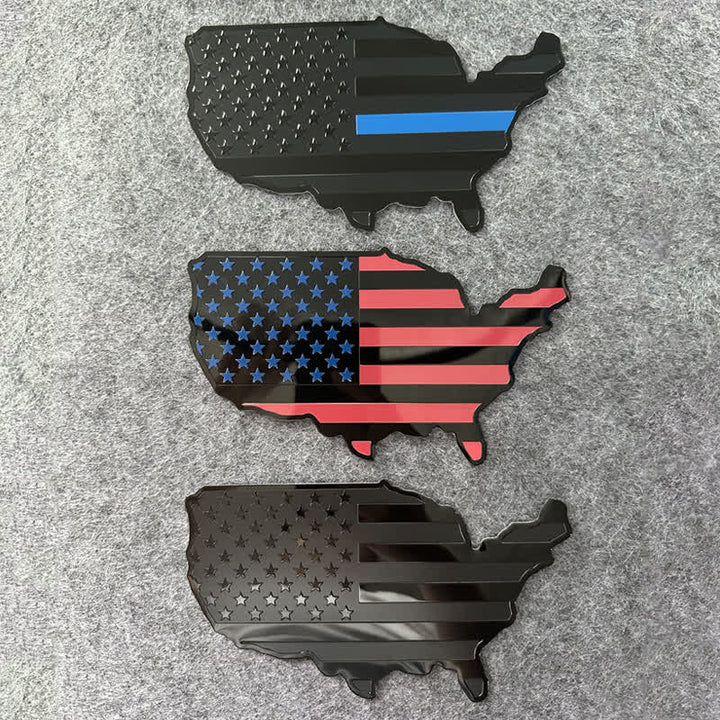 Metallaufkleber mit amerikanischer Flagge und Karte fürs Auto