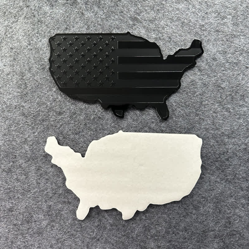 Metallaufkleber mit amerikanischer Flagge und Karte fürs Auto