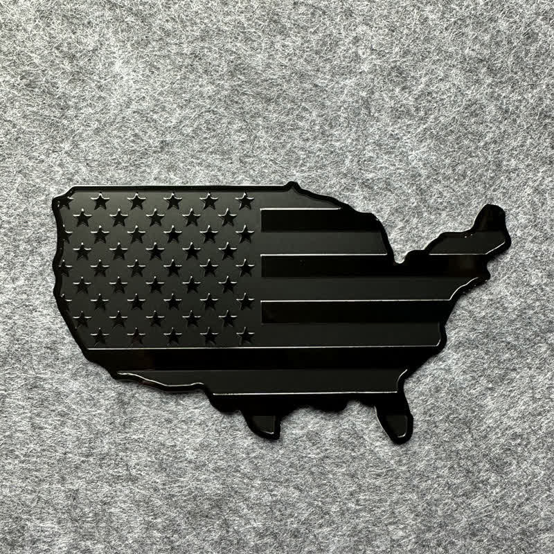 Metallaufkleber mit amerikanischer Flagge und Karte fürs Auto