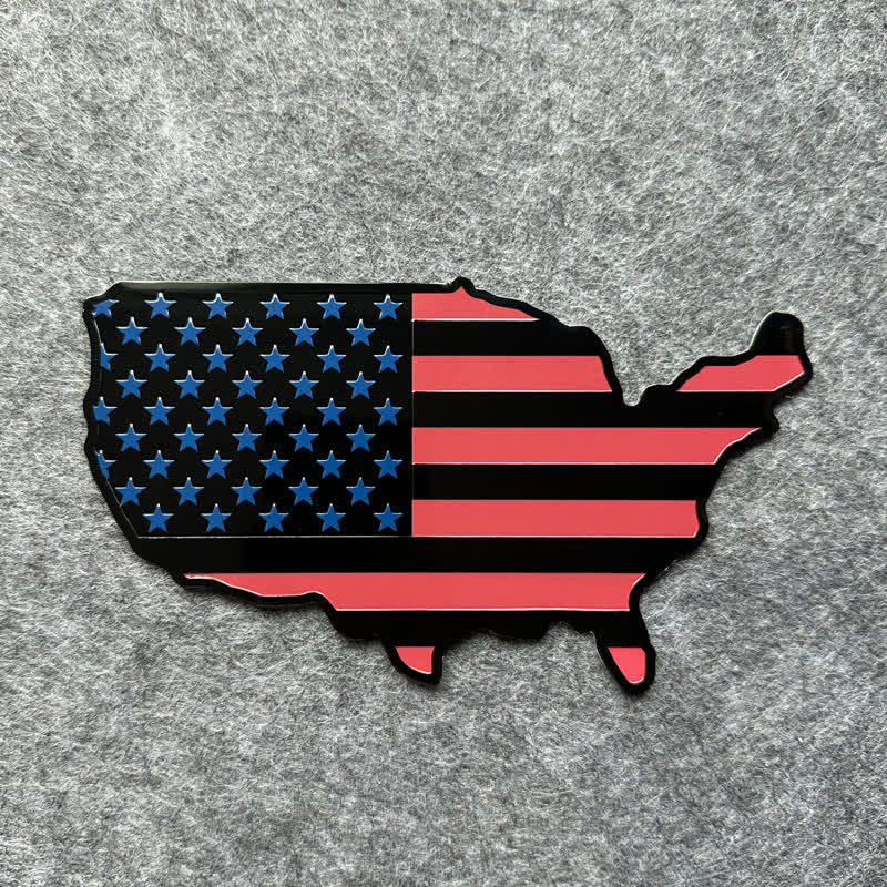 Metallaufkleber mit amerikanischer Flagge und Karte fürs Auto