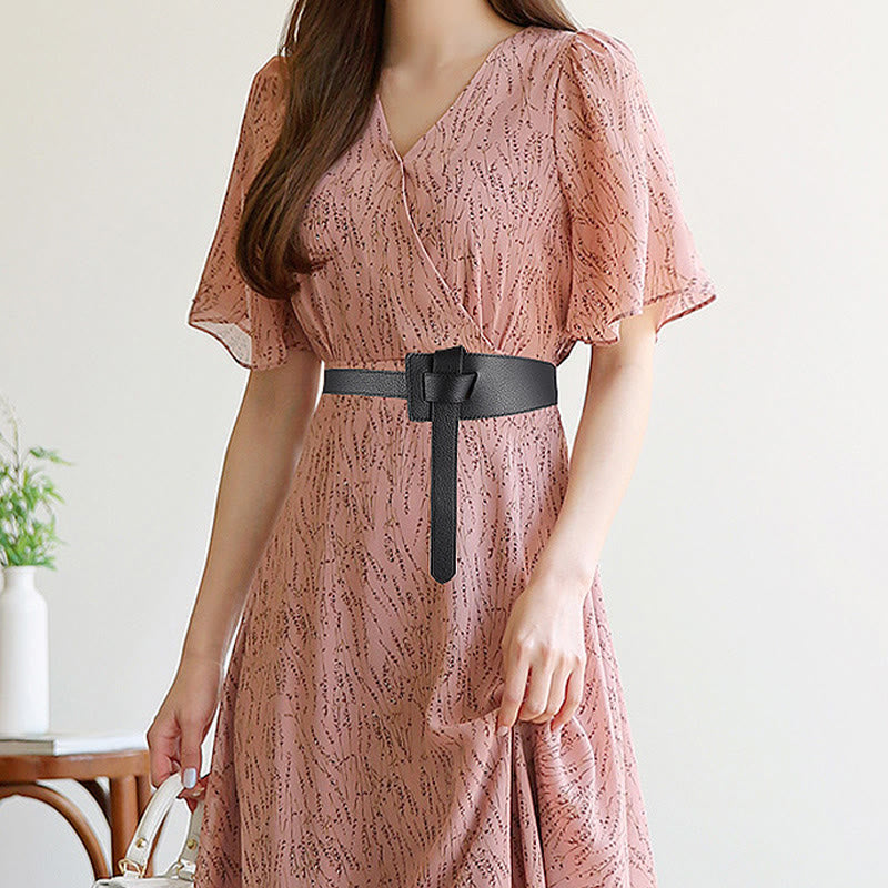 Einfarbiger Knotengürtel Damenkleid Ledergürtel