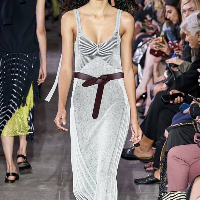 Schwarzer brauner Knotengürtel Kleid Ledergürtel für Damen - image 1