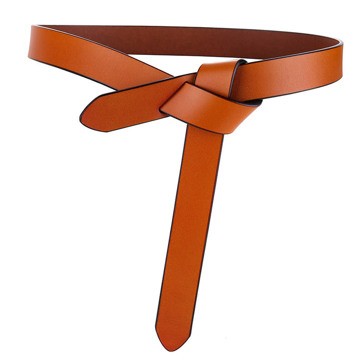 Schwarzer brauner Knotengürtel Kleid Ledergürtel für Damen - Braun - 47,24 Zoll / 120 cm - image 7