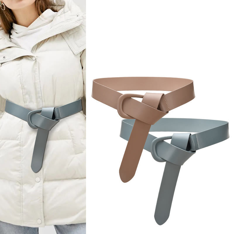 Schlichter breiter Taillengürtel für Damen aus Leder mit Knoten