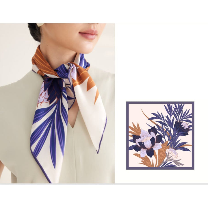 Dünner Seidenschal mit Protea-Blumenmuster für Damen