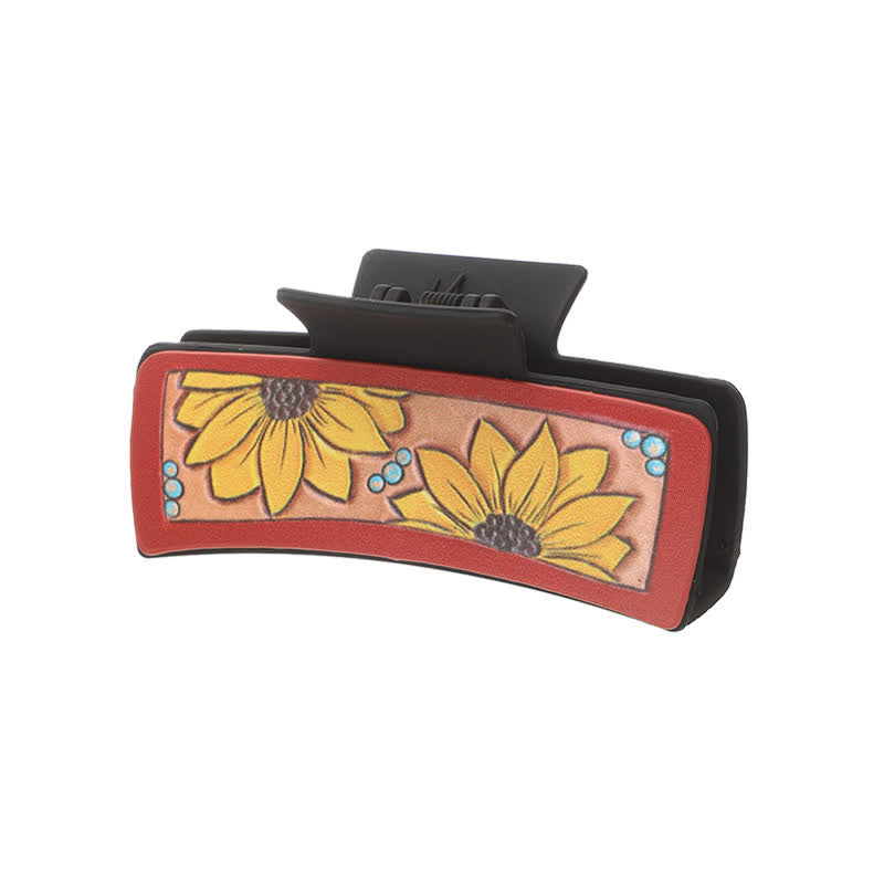 Haarspange mit Sonnenblumen-Muster für Damen in dunklem Kaffee - Stil Nr. 1 - image 1