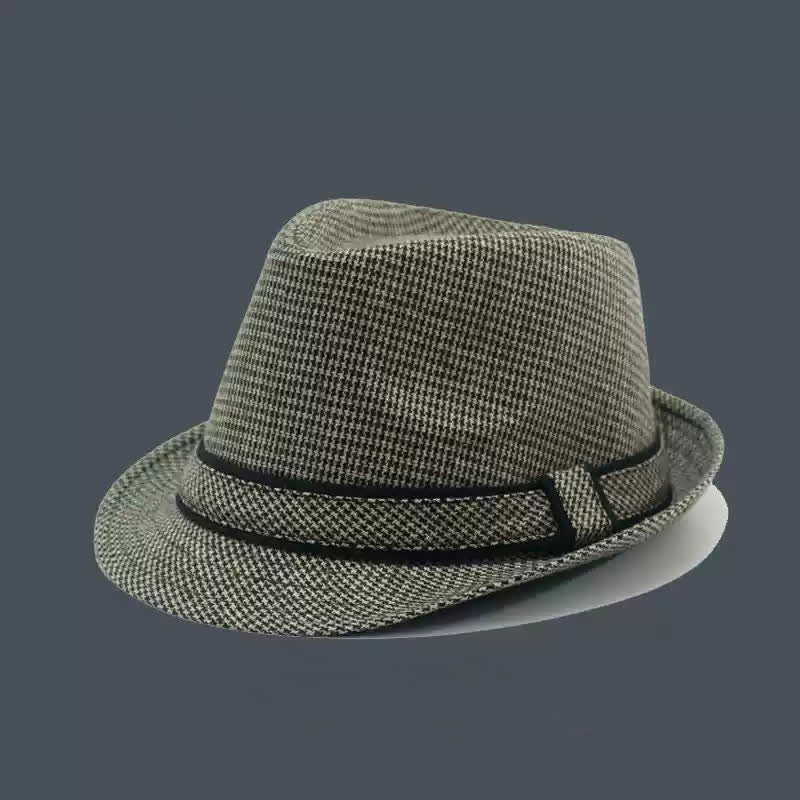 Fedora-Hut für Herren im britischen Karomuster mit Hahnentrittmuster