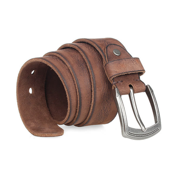 Herrengürtel aus gewaschenem Vintage-Leder mit Oberschicht aus Rindsleder
