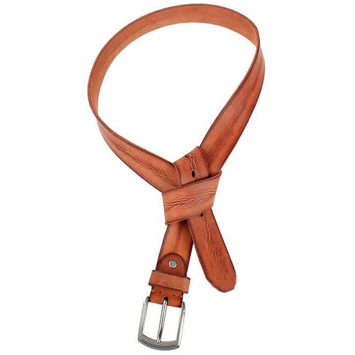 Herrengürtel aus gewaschenem Vintage-Leder mit Oberschicht aus Rindsleder