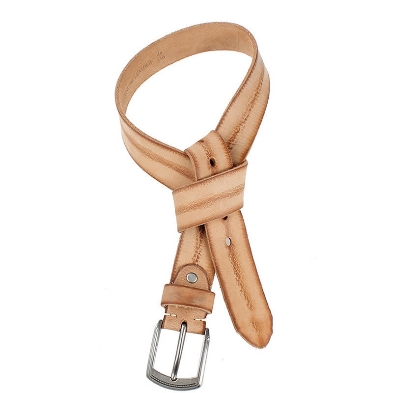 Herrengürtel aus gewaschenem Vintage-Leder mit Oberschicht aus Rindsleder