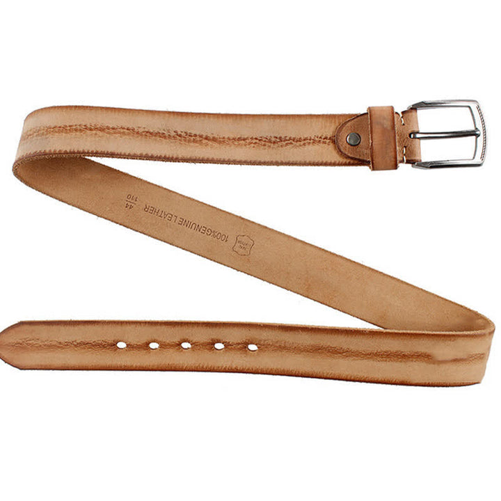 Herrengürtel aus gewaschenem Vintage-Leder mit Oberschicht aus Rindsleder