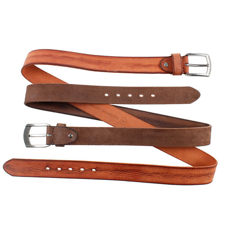 Herrengürtel aus gewaschenem Vintage-Leder mit Oberschicht aus Rindsleder