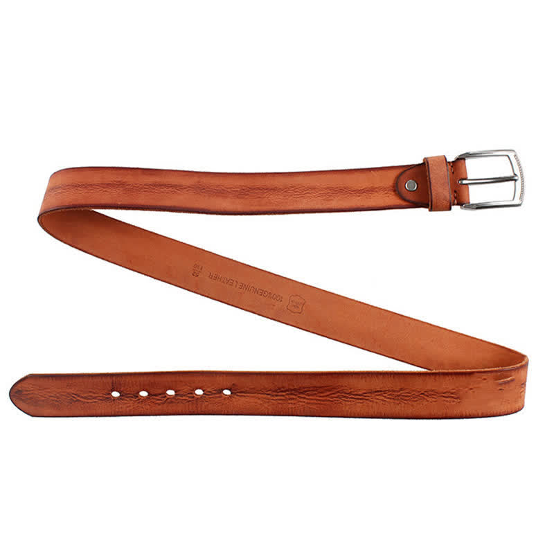 Herrengürtel aus gewaschenem Vintage-Leder mit Oberschicht aus Rindsleder