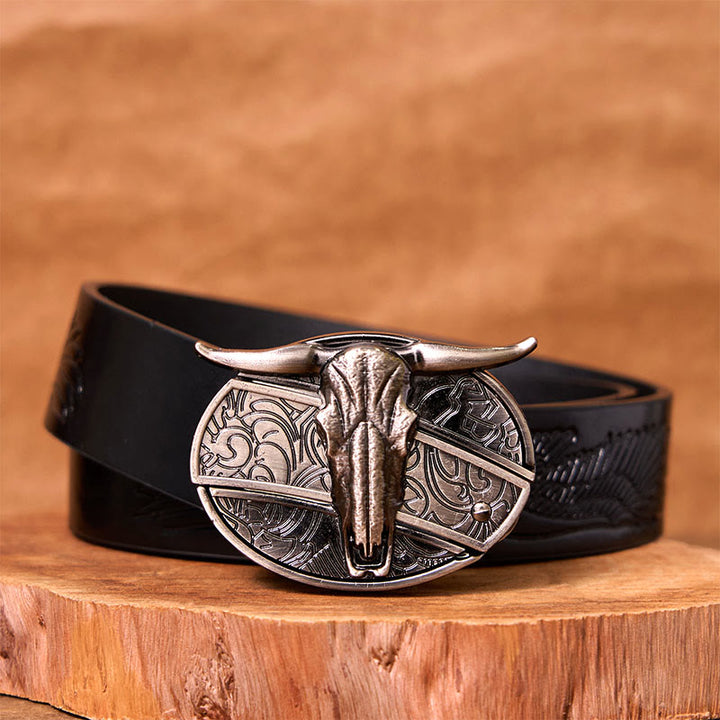 Bull's Head DIY verstecktes Messer Silber Western Vintage Schnalle Ledergürtel