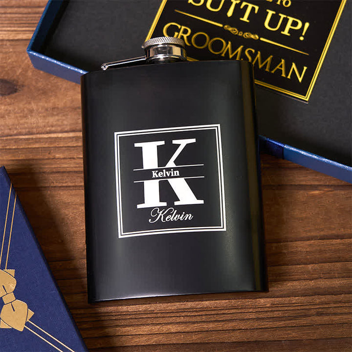 2 Stück Anpassbare schwarze Flasche Pik-Ass Feuerzeug Trauzeugen Geschenkbox