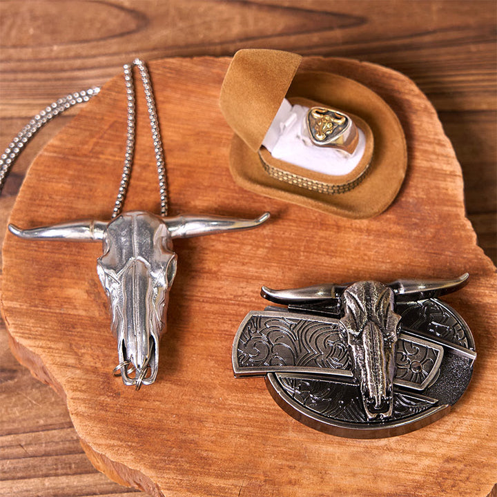Western Cow DIY versteckte Messer Gürtelschnalle mit Bull Ring Bundle Set