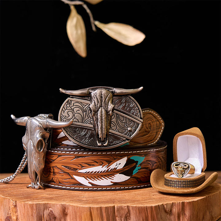 Western Cow DIY versteckte Messer Gürtelschnalle mit Bull Ring Bundle Set