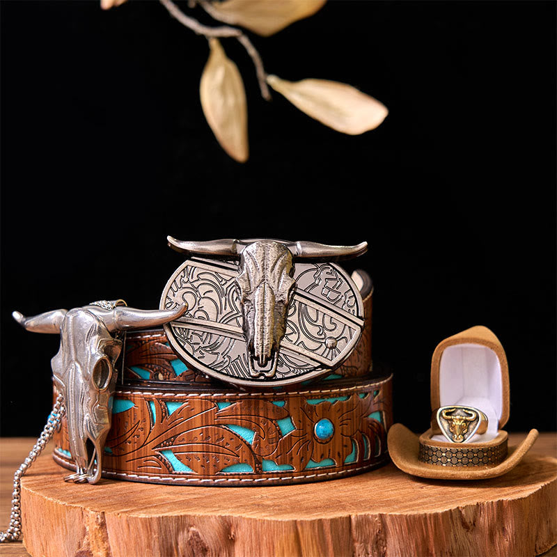 Western Cow DIY versteckte Messer Gürtelschnalle mit Bull Ring Bundle Set