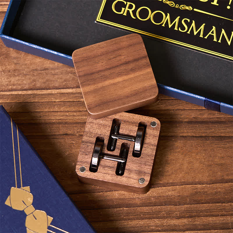 4-teiliges Set mit Krawatte, Manschettenknöpfen, Socken und Anzug, personalisierbarer Flachmann, Geschenkbox für den Trauzeugen