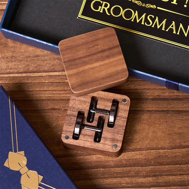 4-teiliges Set mit Krawatte, Manschettenknöpfen, Socken und Anzug, personalisierbarer Flachmann, Geschenkbox für den Trauzeugen