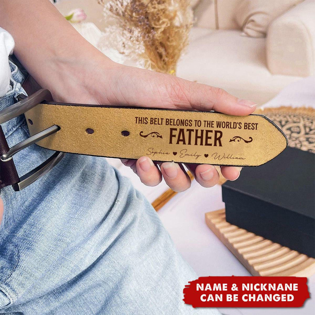 Personalisierter Ledergürtel mit eingravierten Namen, herzliches Geschenk
