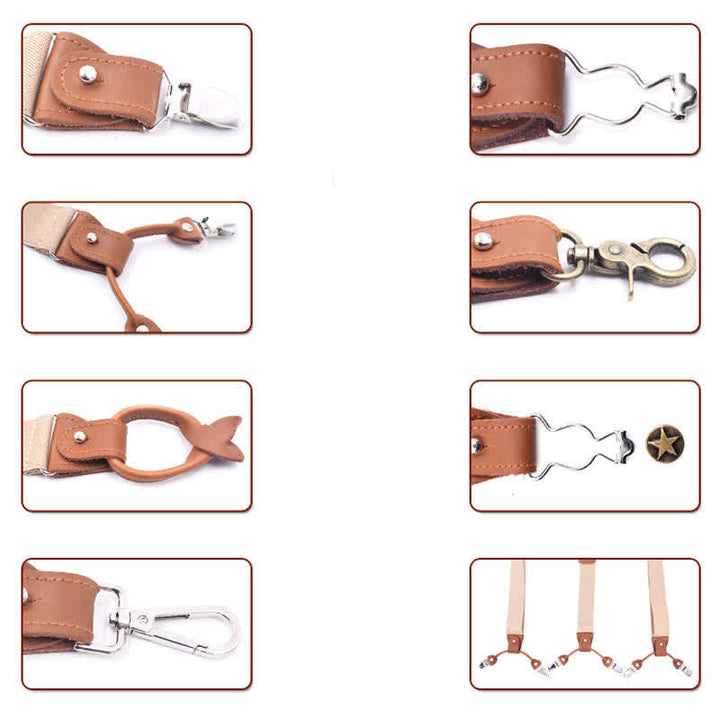 8-teiliges Set einfarbiger, kombinierbarer, verstellbarer Hosenträger mit Schnallen - image 4