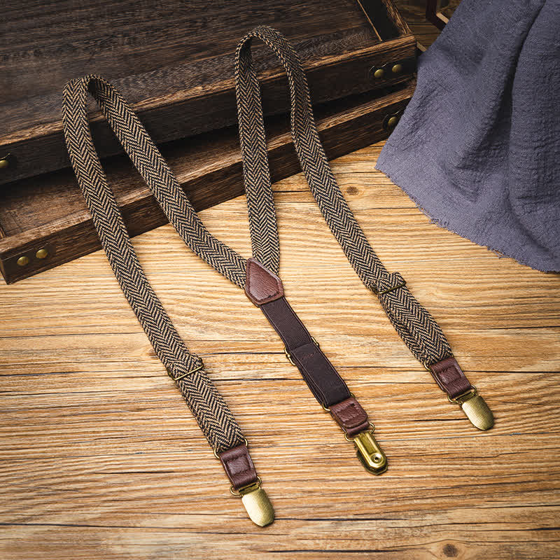 Elastischer Hosenträger im britischen Vintage-Stil mit Fischgrätenmuster für Kinder