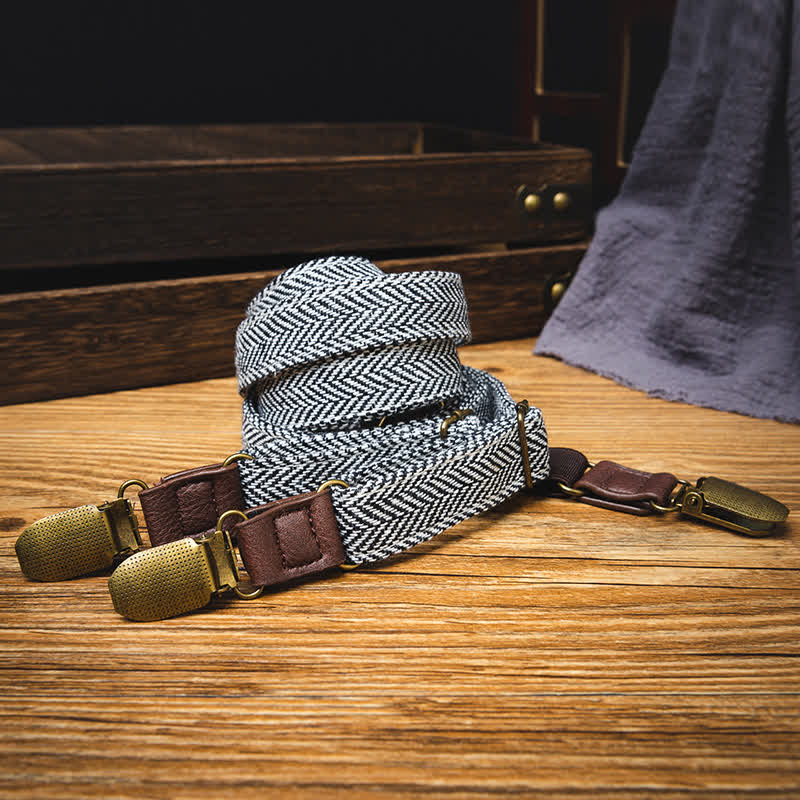 Elastischer Hosenträger im britischen Vintage-Stil mit Fischgrätenmuster für Kinder