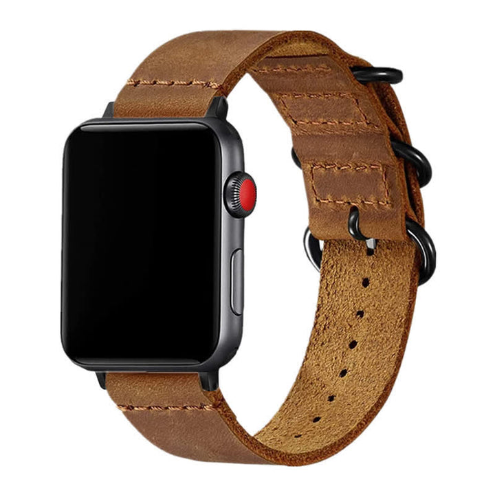 Einzigartiges Uhrenarmband aus echtem Leder mit drei Ringen