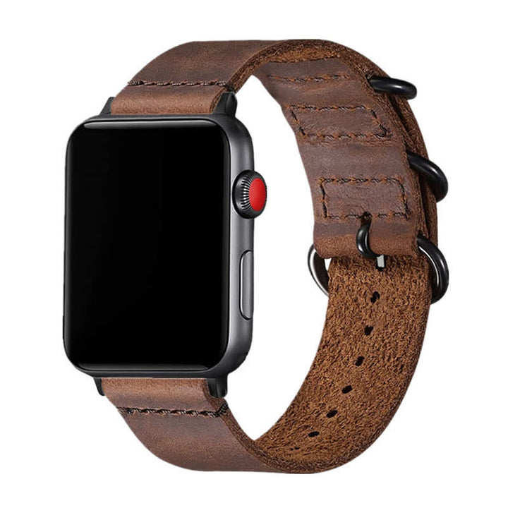 Einzigartiges Uhrenarmband aus echtem Leder mit drei Ringen