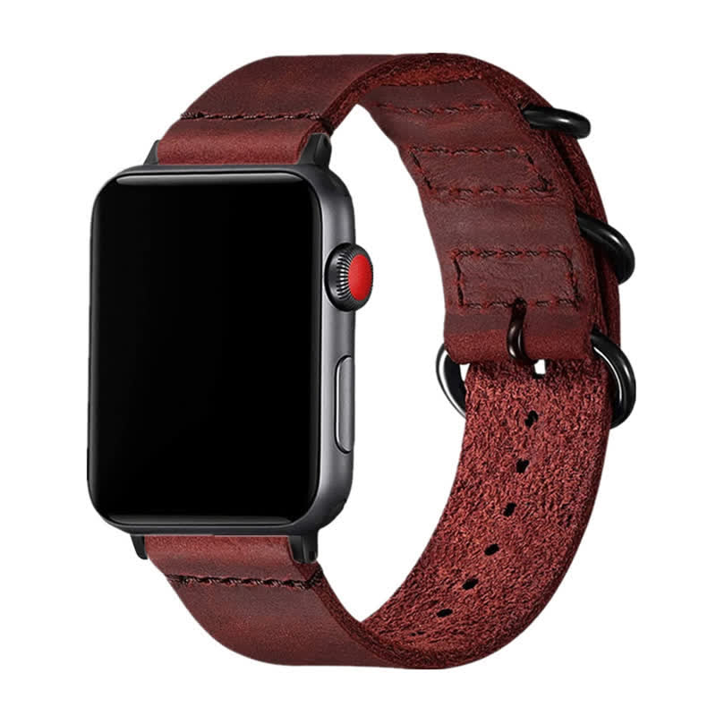 Einzigartiges Uhrenarmband aus echtem Leder mit drei Ringen
