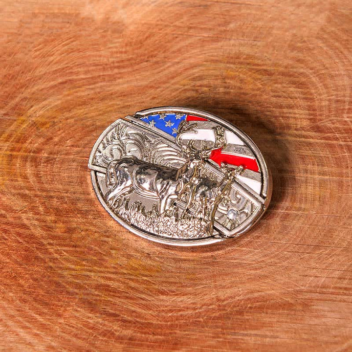 DIY-Ledergürtel für Herren mit emaillierter USA-Flagge und verstecktem Hirsch-Klappmesser (Vorverkauf)