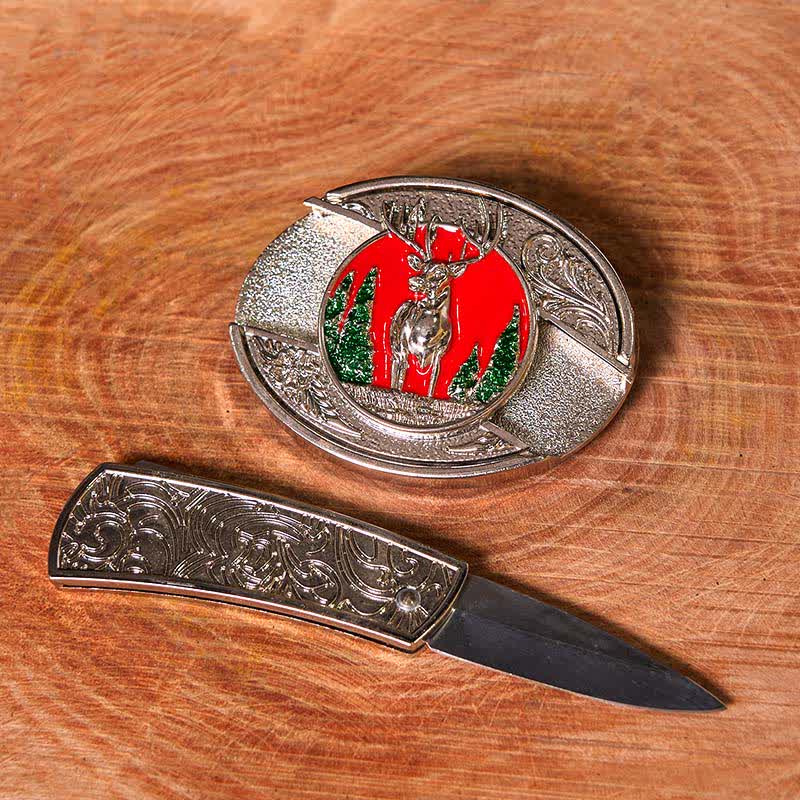 DIY-Ledergürtel für Herren mit verstecktem Klappmesser in Bergelch-Optik (Vorverkauf)