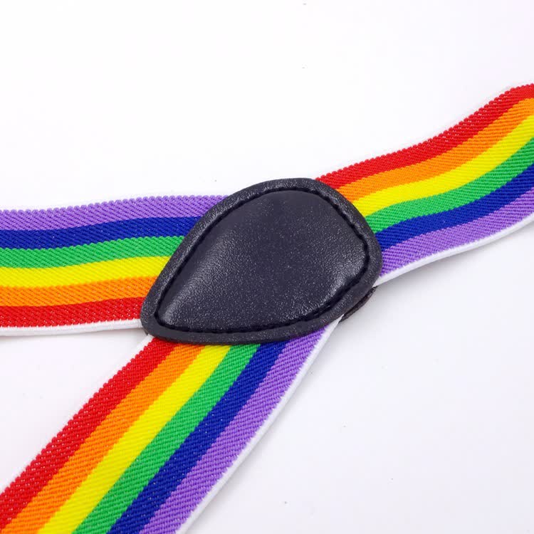 Verstellbare Hosenträger mit 3 Clips und bunten Streifen in Regenbogenfarben