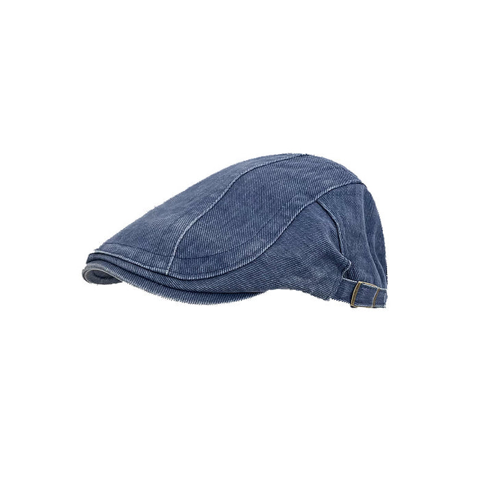 Amerikanische Retro Newsboy-Baskenmütze aus gewaschener Denim-Baumwolle