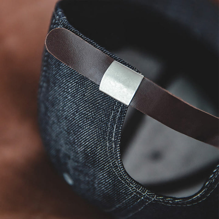 Lässige, achteckige Newsboy-Baskenmütze aus Denim mit kurzer Krempe für Herren