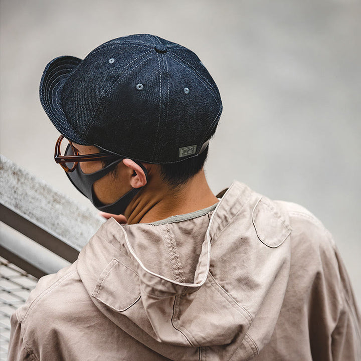 Lässige, achteckige Newsboy-Baskenmütze aus Denim mit kurzer Krempe für Herren