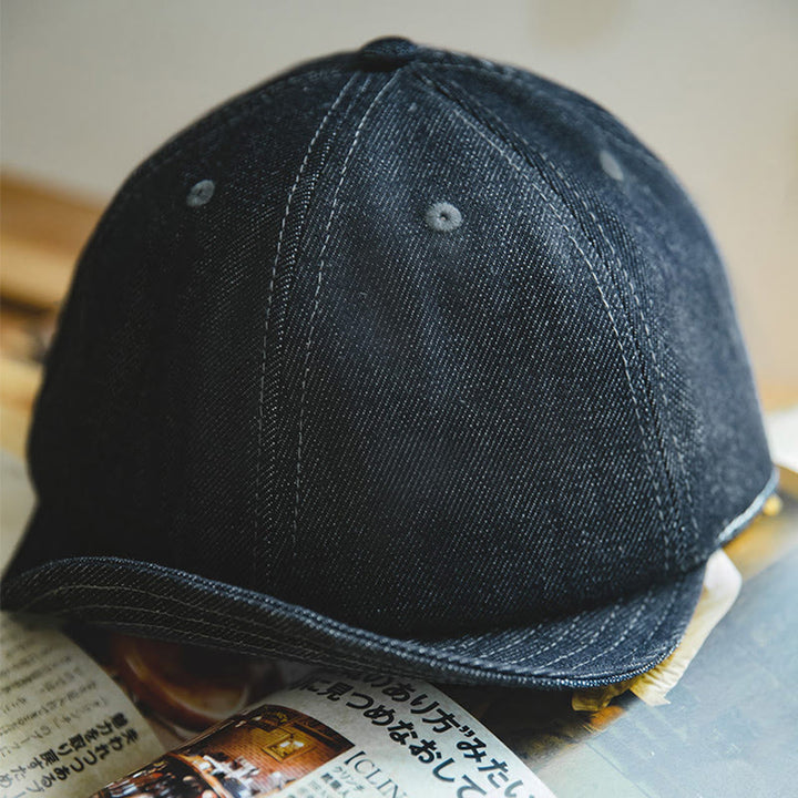 Lässige, achteckige Newsboy-Baskenmütze aus Denim mit kurzer Krempe für Herren
