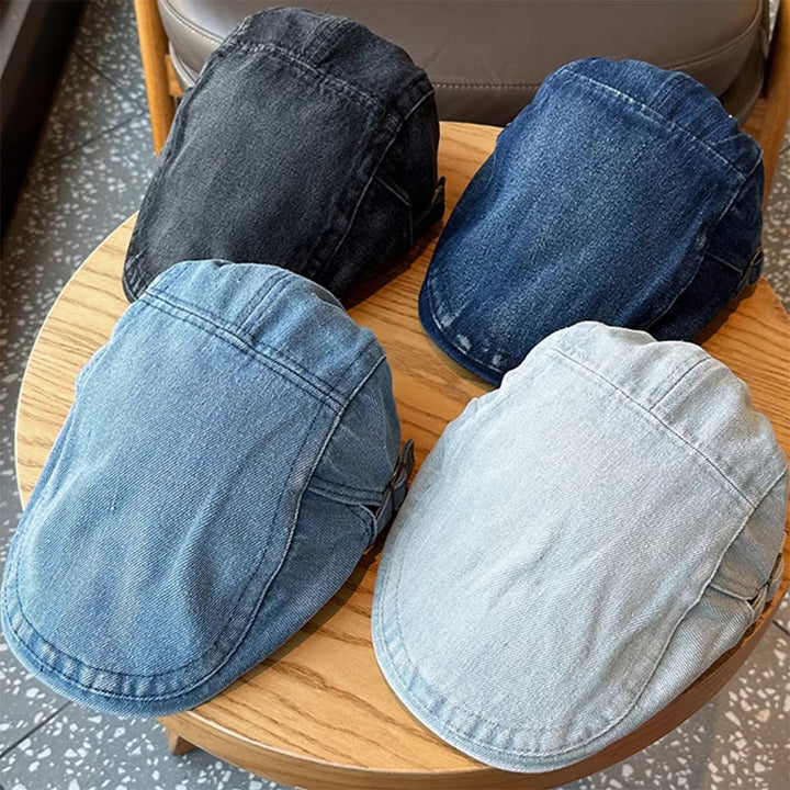 Klassische verstellbare Schiebermütze aus Denim mit Baskenmütze