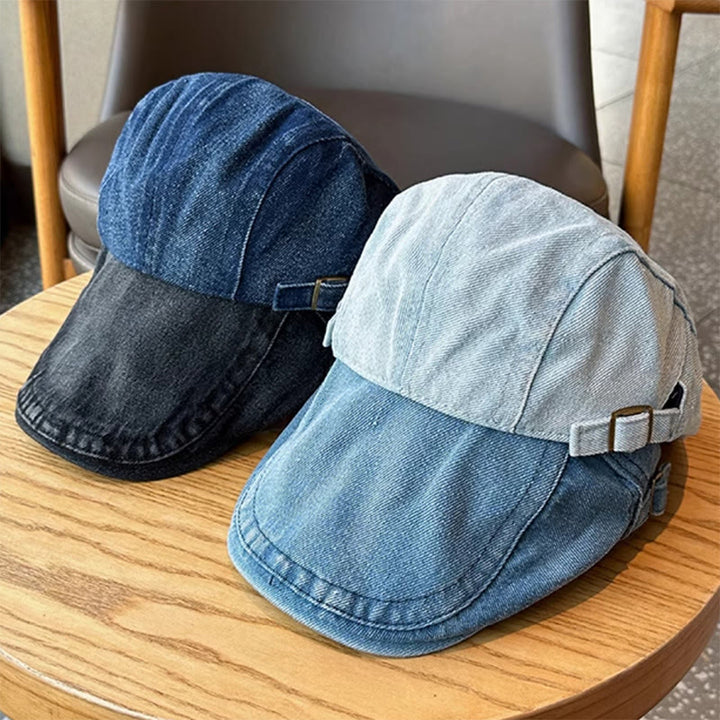 Klassische verstellbare Schiebermütze aus Denim mit Baskenmütze - image 2