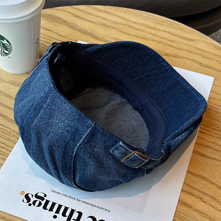 Klassische verstellbare Schiebermütze aus Denim mit Baskenmütze