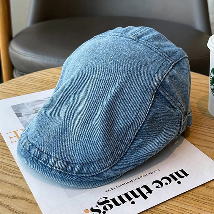 Klassische verstellbare Schiebermütze aus Denim mit Baskenmütze