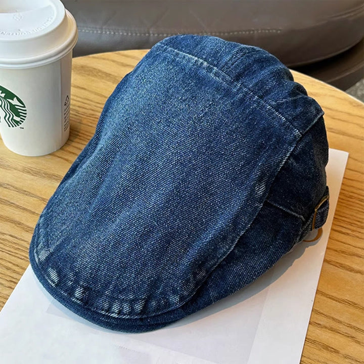 Klassische verstellbare Schiebermütze aus Denim mit Baskenmütze