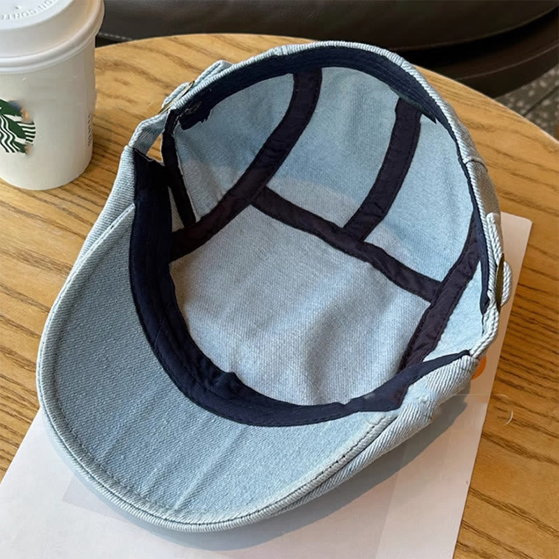 Klassische verstellbare Schiebermütze aus Denim mit Baskenmütze