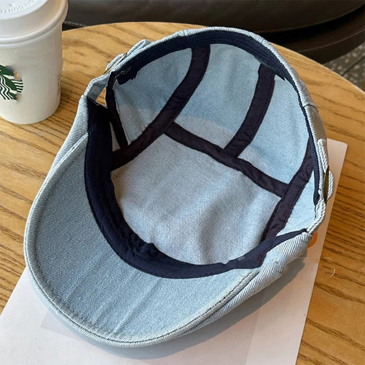 Klassische verstellbare Schiebermütze aus Denim mit Baskenmütze