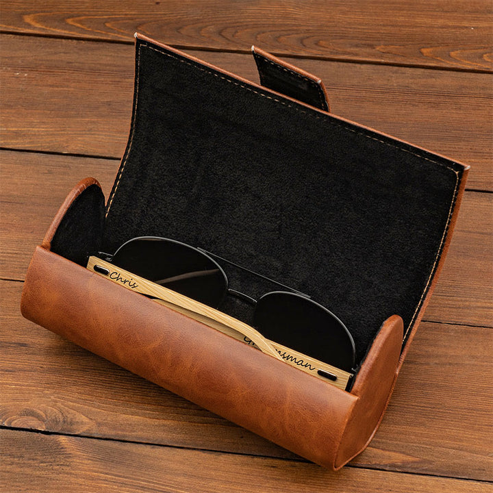 Outdoor Strand Sonnenbrille benutzerdefinierte Name Lederetui
